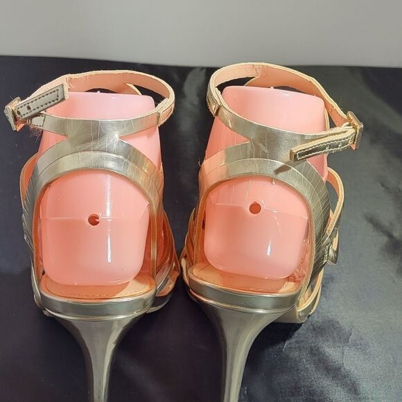 CHRISTIAN SIRIANO GOLD HIGH HEEL STILETTOS PUM SANDAL - Picture 10 of 15